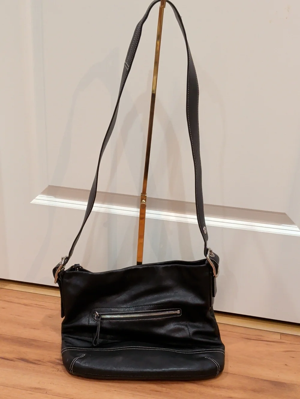 Vintage Coach Legacy / Soho Hobo Slim Duffle Black Leather Shoulder Bag Purse
